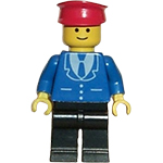 LEGO Minifigure Suit with 3 Buttons Blue - Black Legs, Red Hat TRN099