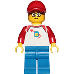 LEGO Minifigure Man - Classic Space Shirt with Red Sleeves, Blue Legs, Red Cap TRN247