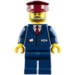 LEGO Minifigur Dark Blue Suit with Train Logo, Dark Blue Legs, Dark Red Hat, Gray Beard TRN248