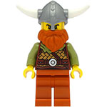 LEGO Minifigur Viking Warrior - Male, Medium Nougat Leather Armor, Dark Orange Beard and Legs, Flat Silver Helmet VIK038