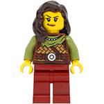 LEGO Minifigure Viking Warrior - Female, Leather Armor, Dark Red Legs, Dark Brown Hair VIK041