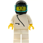 LEGO Minifigura Jacket with Zipper - White, White Legs, Black Helmet, Trans-Light Blue Visor ZIP007