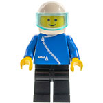 LEGO Minifigure Jacket with Zipper - Blue, Black Legs, White Helmet, Trans-Light Blue Visor ZIP026