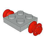 LEGO Plate, Modified 2 x 2 with Wheels Red 122C01