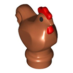 LEGO Chicken, Wide Base with Molded Red Comb and Wattle and Printed Black Eyes Pattern 1413PB01