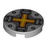 LEGO Tile, Round 2 x 2 with Bottom Stud Holder with Orange and Yellow Cross Pattern 14769PB087