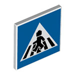 LEGO Road Sign 2 x 2 Square with Open O Clip with Crosswalk with Minifigure Pattern 15210PB084