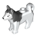 LEGO Dog Husky with Black Eyes, Black Nose and Marbled Dark Bluish Gray Ears and Back Pattern 16606PB001