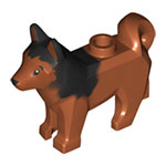 LEGO Dog, Husky with Black Eyes, Black Nose and Marbled Black Ears and Back Pattern (Red) 16606PB002