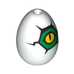 LEGO Egg with Hole on Top with Yellow and Green Alligator / Crocodile Eye and Cracks Pattern 24946PB02