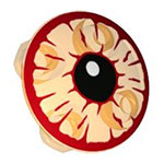 LEGO Plate, Round 2 x 2 with Rounded Bottom with Red Rimmed Bloodshot Eye, Black Pupil with White Glint Pattern 2654PB019
