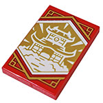 LEGO Tile 2 x 3 with White Dojo Temple on Gold Background with Gold Trim Pattern (Ninjago Wisdom Banner) 26603PB220