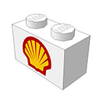 LEGO Brick, Decorated 1 x 2 with Shell Logo I Pattern 3004P60