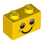 LEGO Brick 1 x 2 with Eyes and Freckles and Smile Pattern 3004PB085