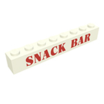 LEGO Brick 1 x 8 with Red SNACK BAR Pattern - Embossed Print 3008PB013A