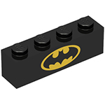 LEGO Brick 1 x 4 with Black Batman Logo in Yellow Oval Pattern 3010PB201