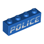 LEGO Brick 1 x 4 with Bright Light Blue and White `POLICE` Pattern 3010PB332