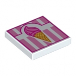 LEGO Tile 2 x 2 with Ice Cream Cone on Pink and White Pattern 3068BPB0934