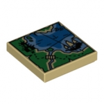 LEGO Tile 2 x 2 with Map Ninjago with Pagoda and Ship Pattern 3068BPB1098