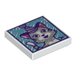 LEGO Tile 2 x 2 with Groove with Cat Wearing Party Hat Drawing Pattern 3068PB1146