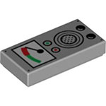 LEGO Tile 1 x 2 with Groove with Pegged Gauge, Red, Green, and Black Buttons, Speaker Pattern 3069BPB1070