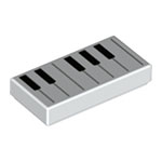 LEGO Tile 1 x 2 with Groove with Black and White Piano Keys Pattern 3069PB0761