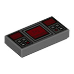 LEGO Tile 1 x 2 with Groove with SW Dark Red Target Screen, Dark Red and Silver Buttons Pattern 3069PB0777