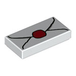 LEGO Tile 1 x 2 with Groove with Envelope with Red Wax Seal and Gray Highlights Pattern 3069PB0779