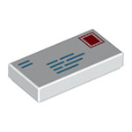 LEGO Tile 1 x 2 with Groove with Dark Azure Lines and Red Rectangle Pattern (Mail Envelope with Stamp and Return Address) 3069PB0851