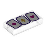 LEGO Tile 1 x 2 with Groove with 3 Playing Cards with Diamond, Club and Heart Pattern 3069PB0953