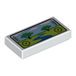 LEGO Tile 1 x 2 with Groove with Viewfinder Screen Image of Safari Park with 2 Trees and River Pattern 3069PB0958