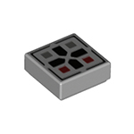 LEGO Tile 1 x 1 with Groove with Black Cross and Dark Red and Dark Bluish Gray Buttons Pattern 3070PB096