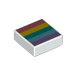 LEGO Tile 1 x 1 with Groove with Pastel Rainbow Pattern 3070PB133