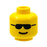 LEGO Minifigure, Head Glasses with Black Sunglasses and Standard Grin Pattern - Blocked Open Stud 3626BP04