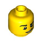 LEGO Minifig, Head Male Black Eyebrows, Chin Dimple and Lopsided Grin Pattern - Stud Recessed 3626CPB0857