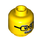 LEGO Minifig, Head Glasses Rectangular, Gray Eyebrows and Moustache Pattern - Stud Recessed 3626CPB1566