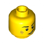 LEGO Minifig, Head Black Eyebrows, White Pupils, Cheek Scuff, Open Mouth Smile Pattern - Stud Recessed 3626CPB1769