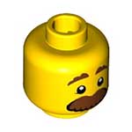 LEGO Minifigure, Head Brown Eyebrows and Large Moustache Pattern - Hollow Stud 3626CPB1813