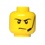 LEGO Minifigure, Head Angry Eyebrows and Scowl, Headset, White Pupils Pattern - Hollow Stud 3626CPB2280