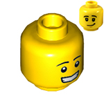 LEGO Minifigure, Head Dual Sided, Black Eyebrows, Lopsided Grin Pattern / Smile Showing Teeth - Hollow Stud 3626CPB2308