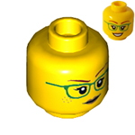 LEGO Minifigure, Head Dual Sided Female Green Glasses, Smile / Closed Mouth Pattern - Hollow Stud 3626CPB2377