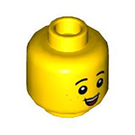 LEGO Minifigure, Head Child Black Eyebrows, Nougat Freckles and Chin Dimple, Open Mouth Smile with Top Teeth and Red Tongue Pattern - Hollow Stud 3626CPB2727