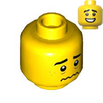 LEGO Minifigure, Head Dual Sided, Black Eyebrows, Medium Nougat Freckles, Open Mouth Smile / Scared Worried Pattern - Hollow Stud 3626CPB2974