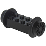 LEGO Brick, Modified 2 x 4 with Wheels, Train Spoked Small (23mm D.) Black 4180C01