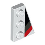 LEGO Wedge, Plate 3 x 2 Right with Black, Dark Bluish Gray and Red Racing Stripes Pattern 43722PB01