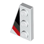 LEGO Wedge, Plate 3 x 2 Left with Black, Dark Bluish Gray and Red Racing Stripes Pattern 43723PB01