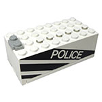 LEGO Electric 9V Battery Box Small with `POLICE` and Black Stripes Pattern 4760C01PB01