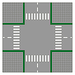 LEGO Baseplate, Road 32 x 32 9-Stud Crossroads with Road Pattern 607P01