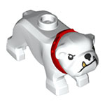 LEGO Dog, Bulldog with Black Eyes, Nose and Mouth, Gold Tooth, and Red Collar Pattern 65388PB01