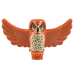 LEGO Owl, Spread Wings with Black Beak and Eyes, Tan Chest and Dark Brown Stippled Chest Feathers Pattern 67632PB04